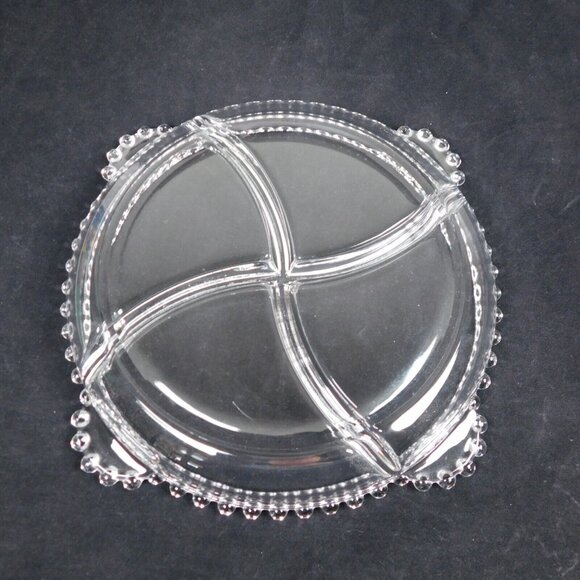 Imperial Glass Clear Candlewick Round 4 Part Divided Serving Relish Dish - Picture 6 of 7